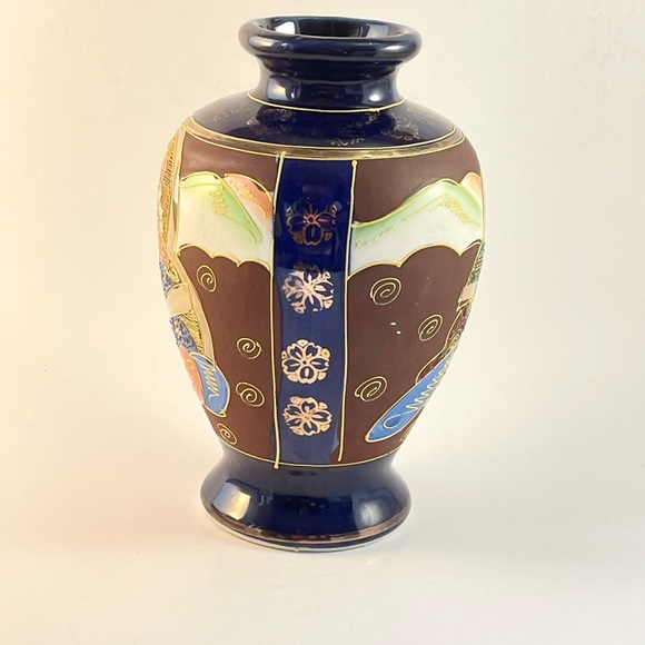 Vintage Japanese Handpainted Moriage Urn Geisha Shogun Asian Decor - Picture 2 of 15